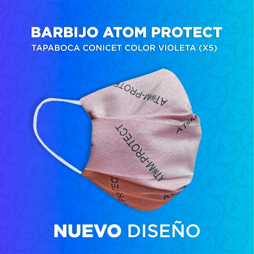 Imagen 3 de 10 de Barbijo Atom Protect Original X 5 Uni Anmat Lavable Conicet