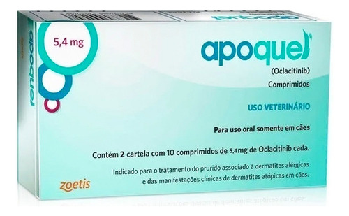 Apoquel Dermatológico Anti Coceira Cães 5,4 Mg 20 Comp 5,4mg