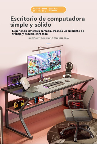 Escritorio De Computadora Negro De Estilo Minimalista. Negro