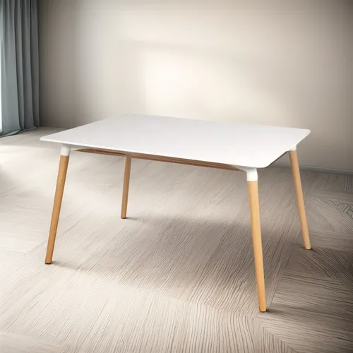 Mesa Rectangular Eames 160 X 090 Grande Madera Blanco Y Negr