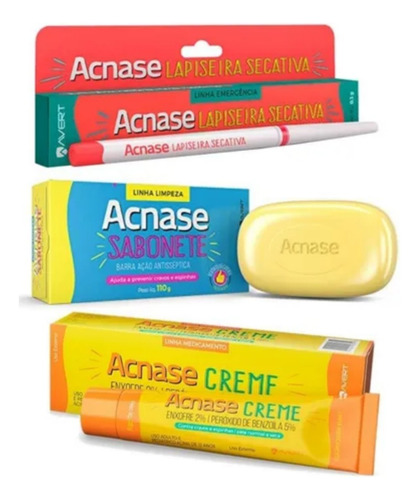 Kit Acnase Contra Espinhas E Cravos Creme, Lapiseira E Sabon