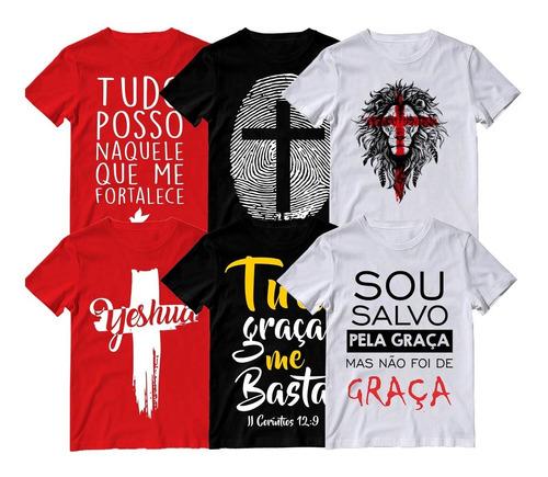 Kit 6 Camiseta Igreja Frase Camisa Jesus Moda Evangélica Fé | Parcelamento  sem juros