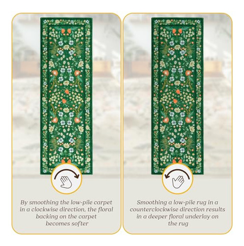 Alfombra De Pasillo Lavable Bohemia Color Verde 2x6