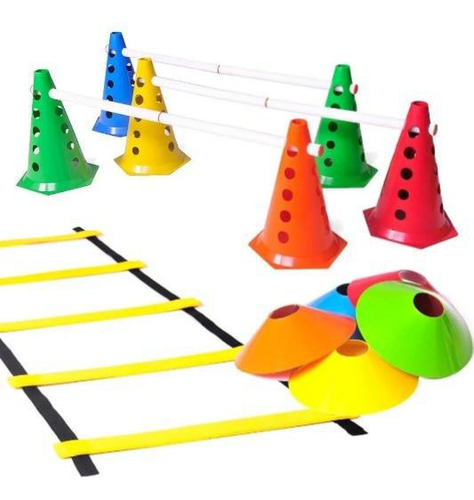 Kit Treino Agilidade 10 Chapéus Chinês + Escada + Barreira