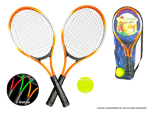 Kit Tenis Com 2 Raquetes 52cm + Bolinha Colors Cor Laranja