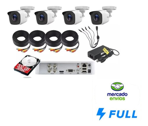 Imagen 2 de 9 de Kit Circuito Cerrado 4 Cámaras Hd Cctv 1 Mp Hikvision 500gb