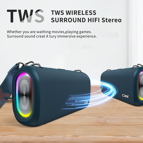 Caixa De Som Portátil Bluetooth Subwoofer Oek 60w Boombox