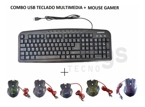 Combo Home Office Zoom Teclado Usb + Mouse Luces Led Gamer