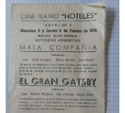 Antiguos Programas De Teatro 1952 Y De Cine De Los '70 (Usado)