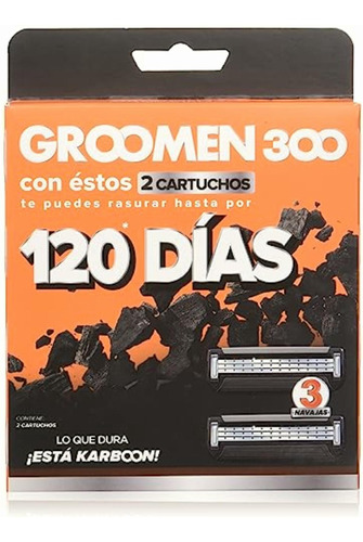 Groomen 300 120 Días Cartuchos Desechables 3 Navajas 2