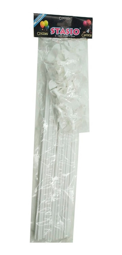 Palito Porta Globo Blanco 36 Cm De Largo X 25 U