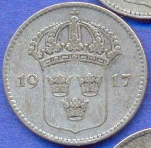 Suecia 10 Ore 1917 W Plata * Gustaf V *