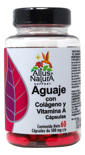 Aguaje Colágeno Y Vitamina A 60 Cáps. De 500 Mg C/u Altus Sabor Sin Sabor