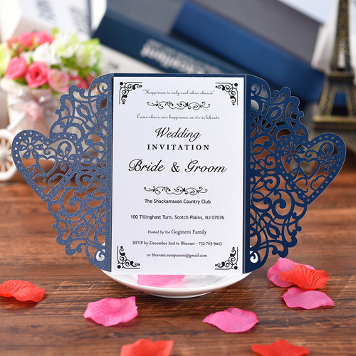 Imagem 5 de 9 de 10pcs Papel Pérola Floral Cartões Convite Titulares