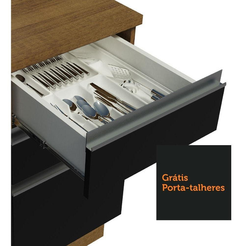 Cozinha Completa Cant Madesa Glamy 504001 Armário Bancada Rp Cor Rustic/Preto