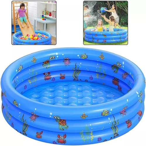 Alberca Inflable Para Niños 3 Niveles Mini Piscina Azul