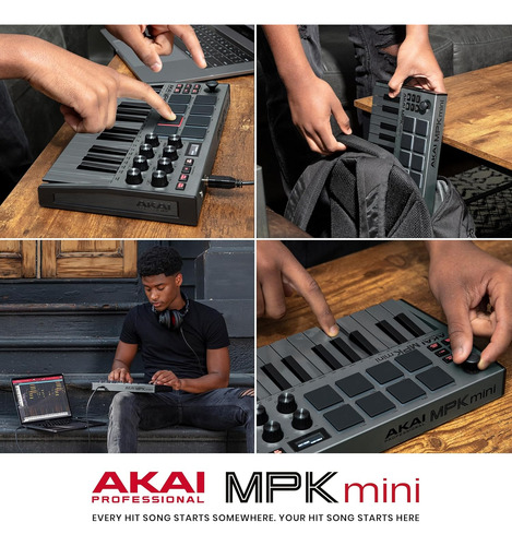 Akai Mpk Mini Mk3 Usb Midi Con Arpegiador Y Nks - Gris