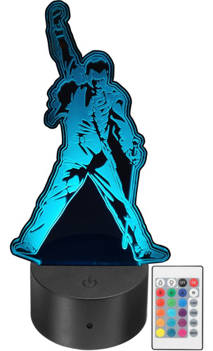 Lámpara Led Freddy Mercury Queen Rgb Acrílico Personalizada