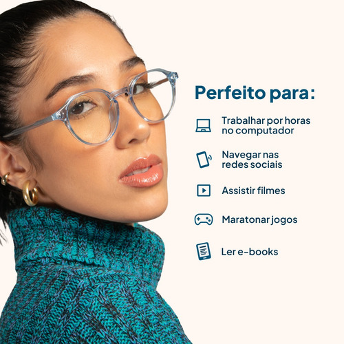 Óculos Anti Luz Azul Fozoco Eyewear Para Computador - Cusco Preto