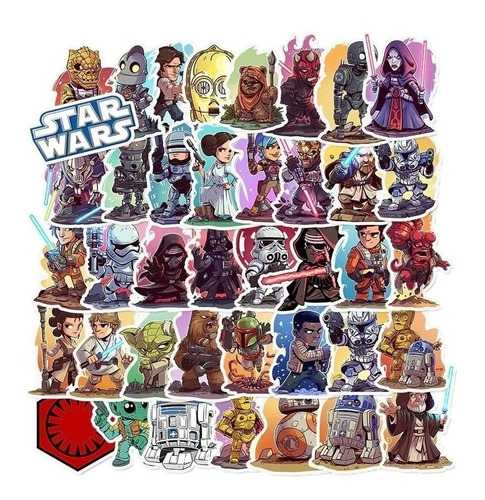 50 Stickers Star Wars Etiquetas Autoadhesivas