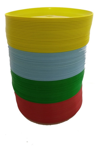 50 Platos Planos Taqueros Plastico Reusable  Economico 21 Cm