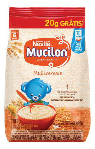 Cereais Infantil Nestlé Mucilon Multicereais em pacote 180 g