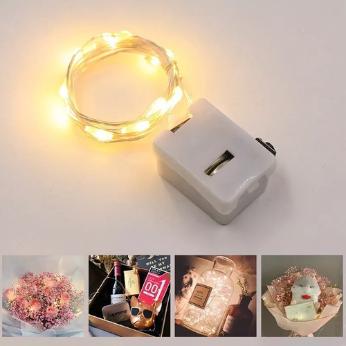 Imagen 2 de 9 de Guirnalda Luz Led Alambre De Cobre Luz Intermitente 2m X10ud