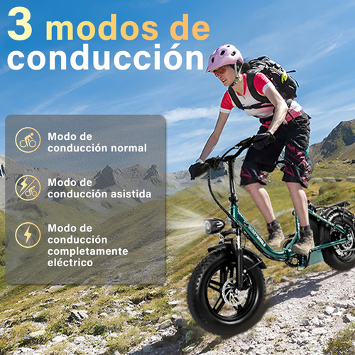 Honey Whale Bk05 Bicicleta Electrica Plegable Autonomía 40km Color Verde musgo