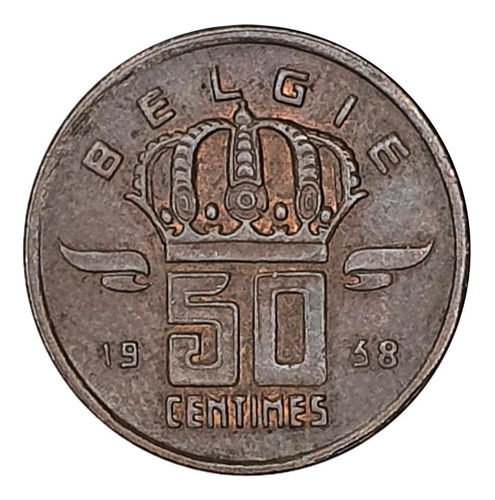 Ch C / Bélgica, 50 Centimes 1958 Km149 Dutch Text
