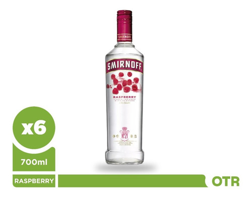 Imagen 1 de 5 de Vodka Smirnoff Raspberry 700ml X6 - On The Rocks