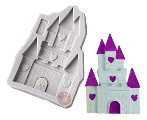 Molde Silicona Castillo Princesa Corazon Fondant Porcelana Color Blanco