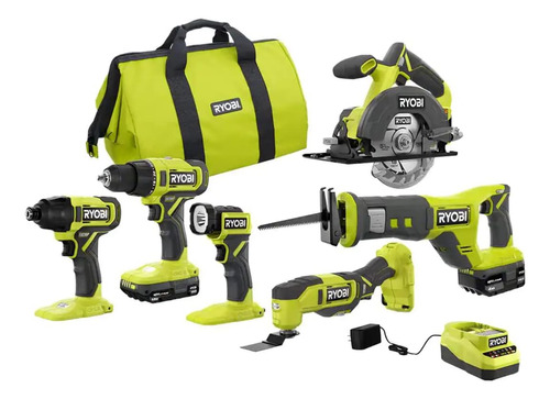 Ryobi One Pcl1600k2 Kit Combinado Inalámbrico De 6 Herramien