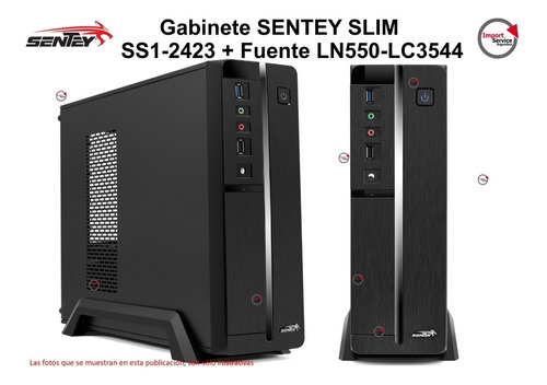 Imagen 1 de 10 de Gabinete Sentey Slim Ss1-2423 + Fuente Ln550-lc3544