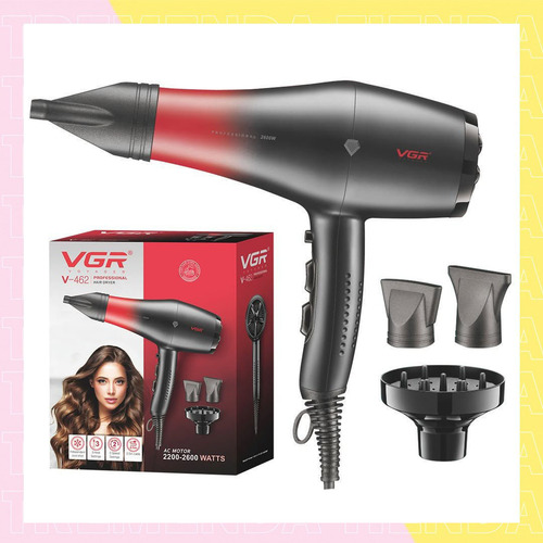 Secador De Pelo Profesional Vgr V-462 2400w Boquilla Difusor