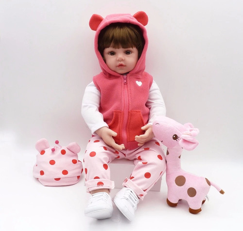 Brastoy Silicone Boneca Bebê Reborn Realista De Silicone Menina 48 Cm Acessórios