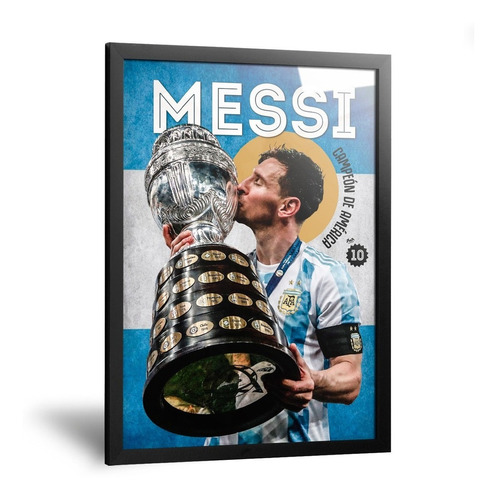 Cuadros Lionel Messi Copa América Argentina Campeón 20x30cm