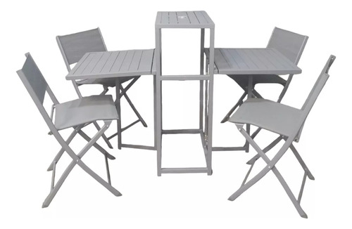 Set De Jardin 4 Sillas + Mesa De Aluminio Plegables Exterior