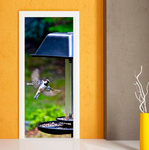 Vinilo Para Puerta Colibri Ave Colores Tropical Pajaro M3