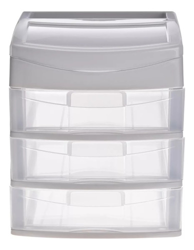 Mini Organizador Multiusos De Plastico Resistente 3 Niveles Color Gris