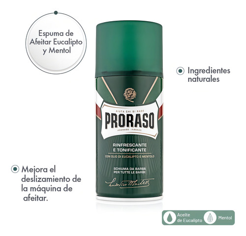 Espuma De Rasurar Proraso 300ml. Barba Barbería Shaving Gel