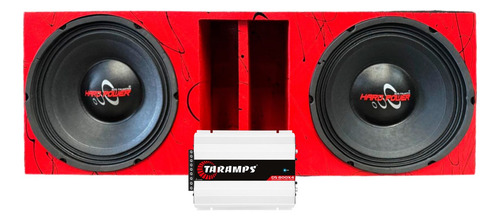 Caixa Vermelha 2 Falante Woofer Hp750 Pancadão Módulo Ds800