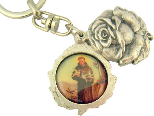 Llavero Medalla De Capullo De Rosa Deslizante De San Fr...