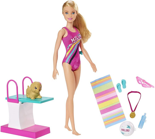 Barbie Nadadora Dreamhouse Adventures Trampolín Mattel Ghk23