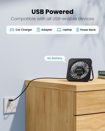 Ventilador De Escritorio Usb Portátil 5 Pulgadas Silencioso Negro