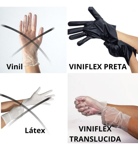 Luvas descartáveis Vabene Viniflex cor transparente tamanho P de elastômero termoplástico em kit de 10 x 100 unidades