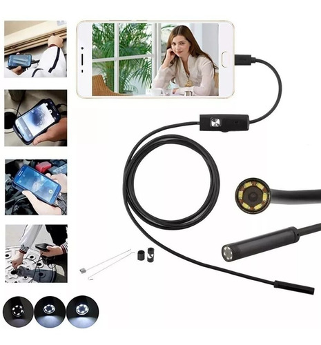 Imagem 5 de 9 de Camera Inspeção Sonda Endoscópica 6 Led Android/pc Usb 2m