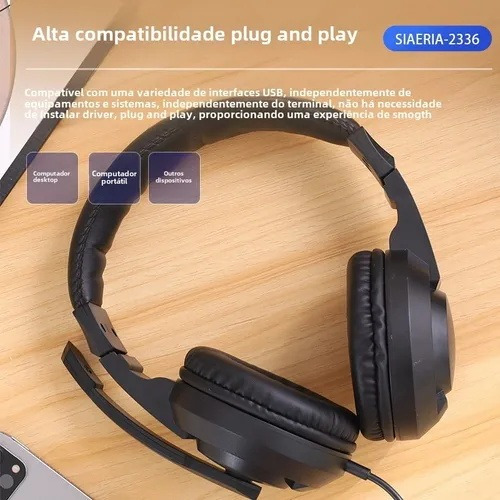 Fone De Ouvido Headset Gamer Rgb Led Pc Computador Vídeogame