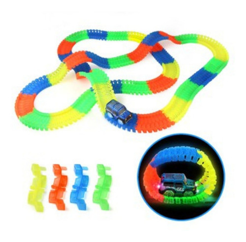 Pista De Carros De Colores + Carro Con Luces Armable Grande