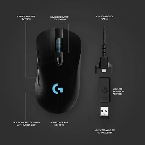 Mouse Gamer Logitech G703 Inalámbrico Lightspeed Hero Rbg