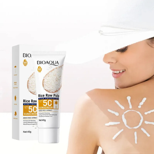 Protector Solar F50 Uva Y Uvb De Arroz Bioaqua 4 En 1